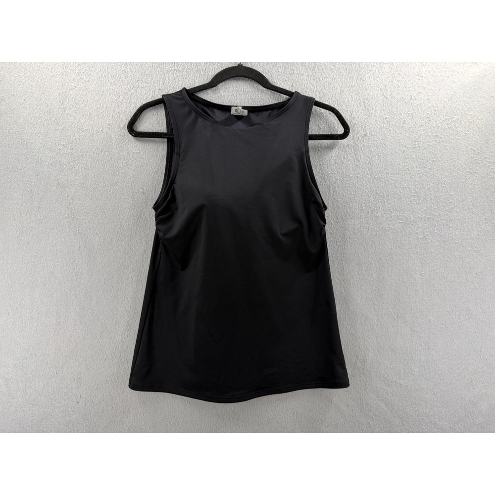 Lands End Swim Tankini Top Womens 6 Black High Neck UPF 50 Sun Protection Modest